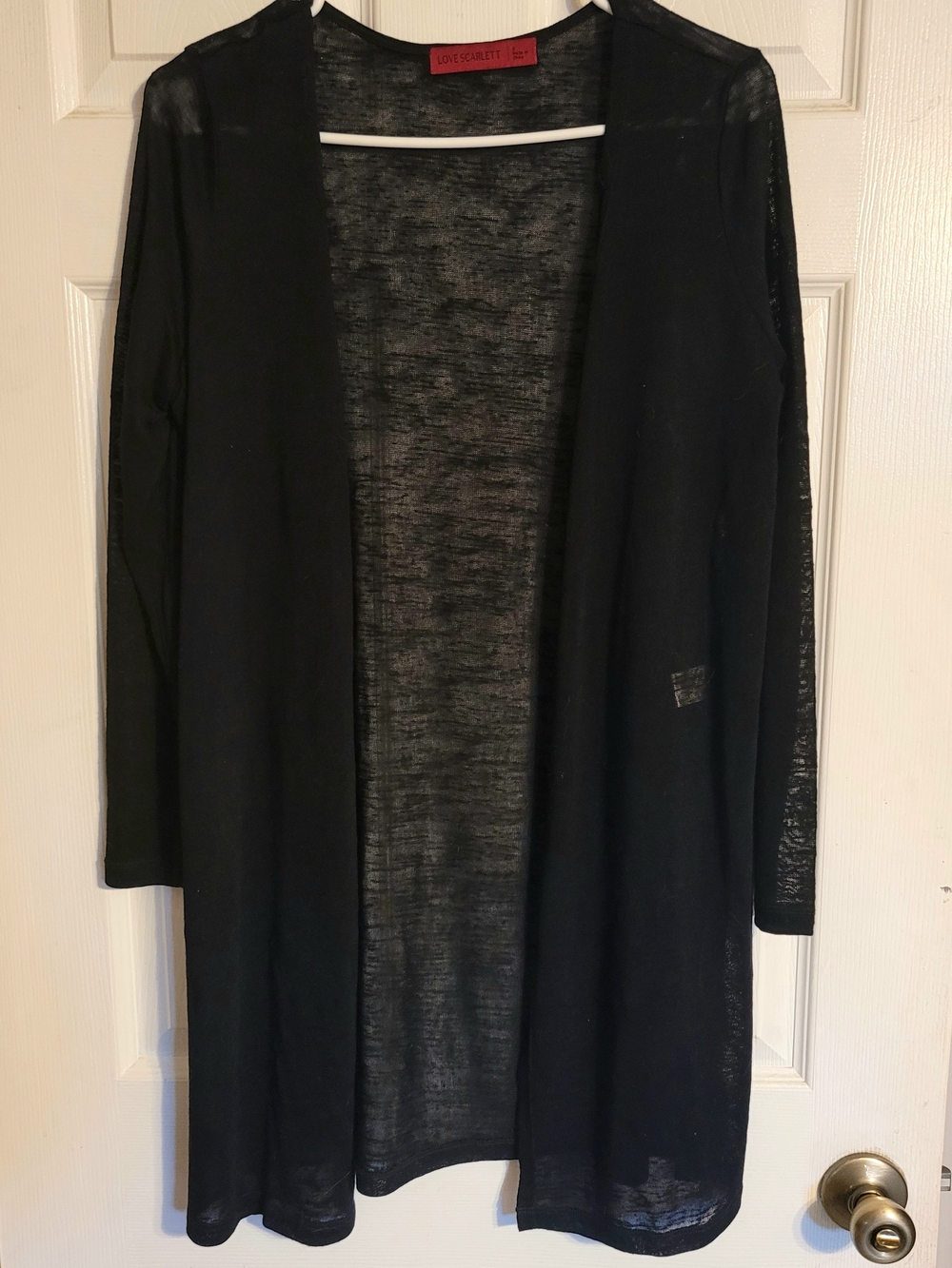 Love Scarlett Black Sheer Open-Front Longline Cardigan